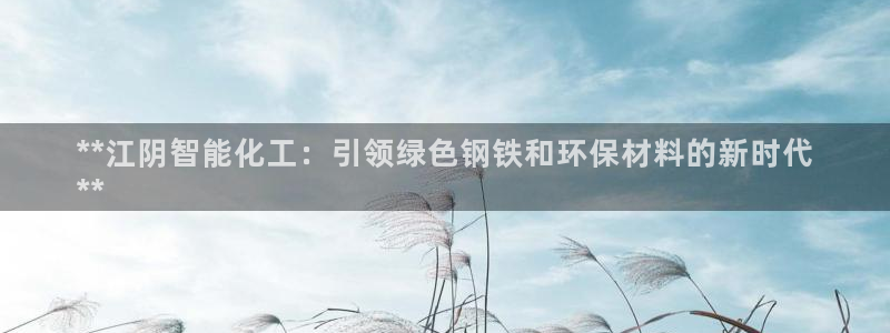 亿万先生网页版登录：**江阴智能化工：引领绿色钢铁和环保材料的新时代
**